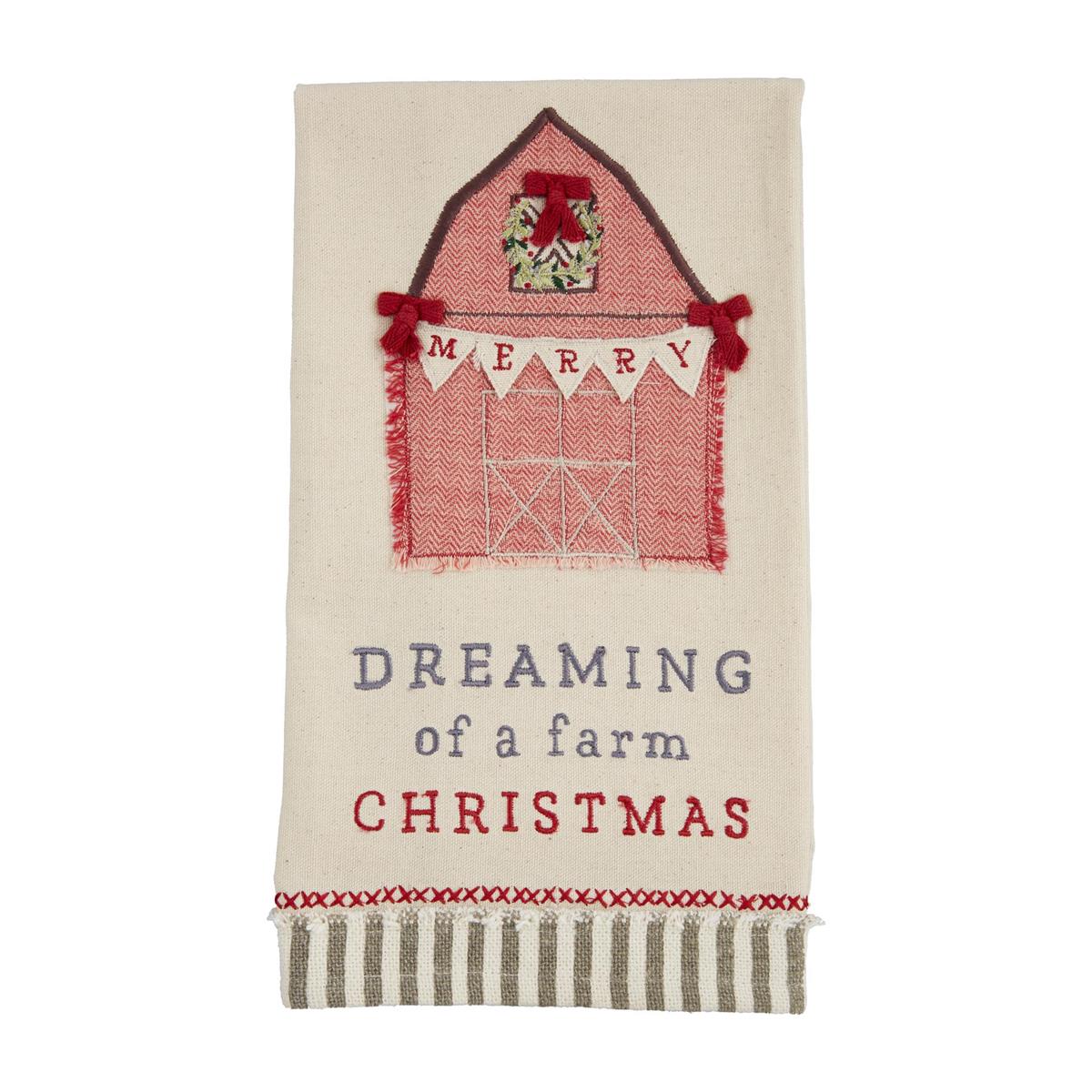 Christmas Farm Applique Towel - Barn