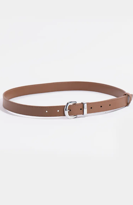 Stitched Border Thin Leather Belt