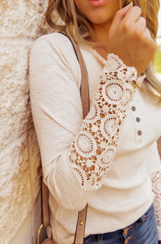 Paisley Crochet Lace Sleeve Top