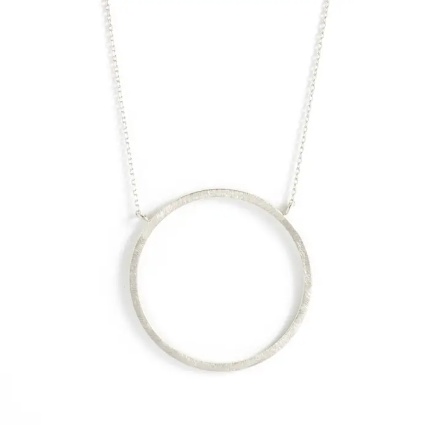 Large Brushed Circle Necklace