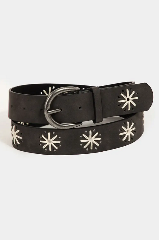 Faux Leather Unique Star Design Belt