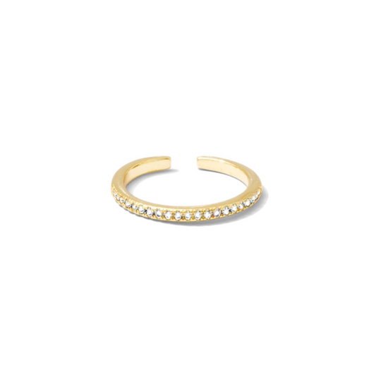 Delicate Adjustable Pave Ring - Gold