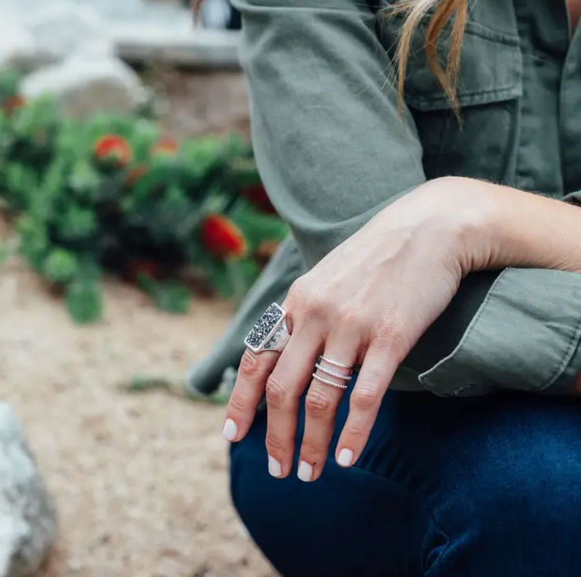 Triple Layer Pave Ring - Silver