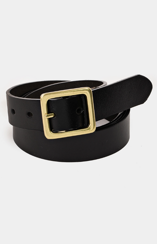 Faux Leather Square Buckle Belt