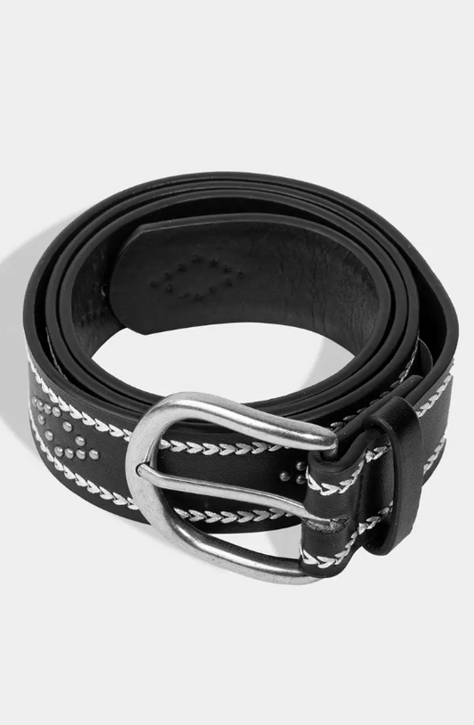 Etched Western Diamond Pattern Faux Leather Belt