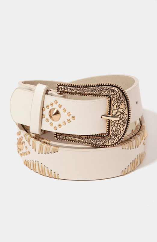 Western Floral Etched Buckle Belt