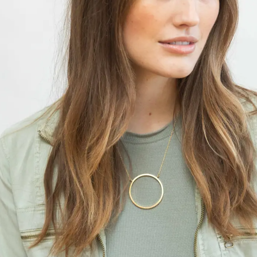 Large Brushed Circle Necklace