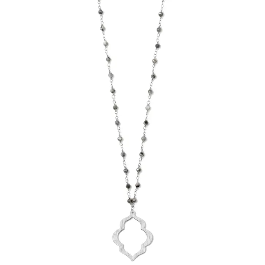 Long Stone Medallion Necklace