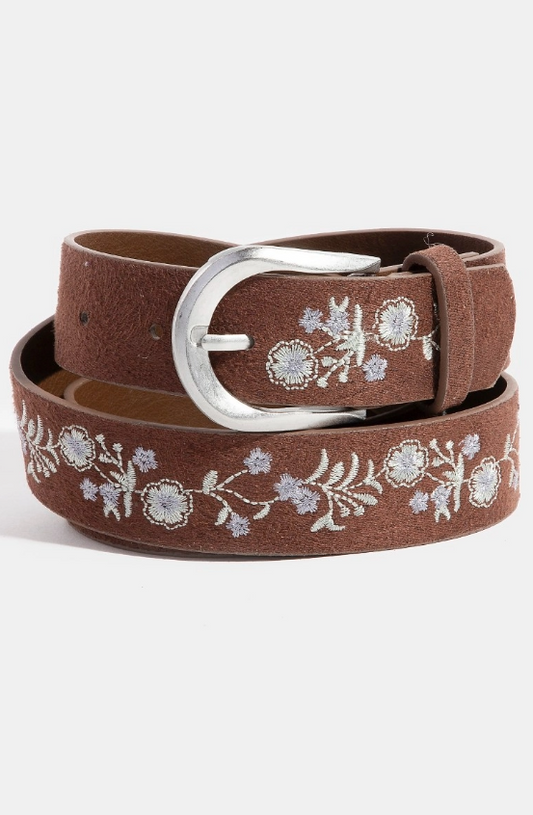 Soft Floral Embroidered Belt