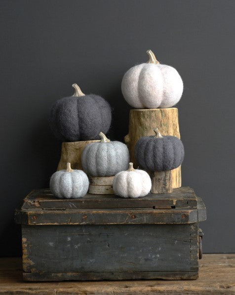 Mini Neutral Felt Wool Pumpkin