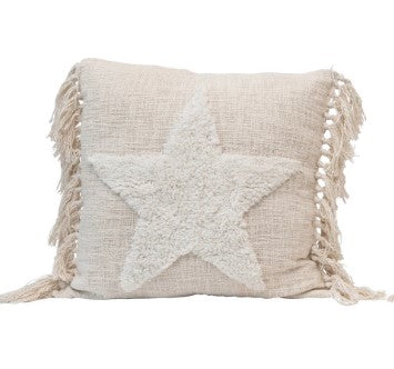 Fluffy Star Fringe Pillow