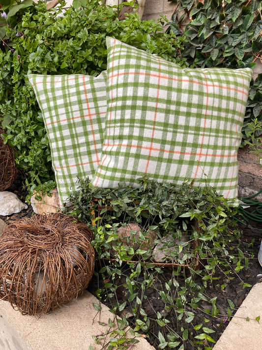 Green Plaid Cotton Flannel Pillow