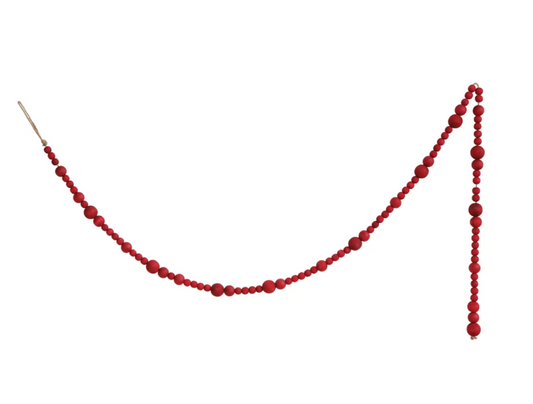 Red Wood Beaded Garland