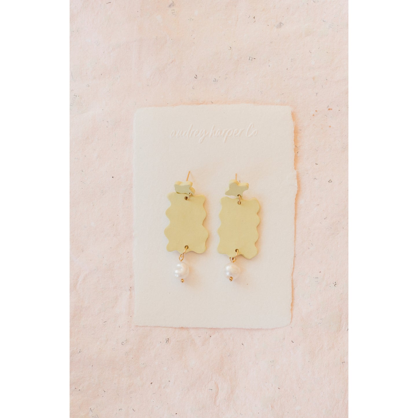 Green Scallop Clay Earrings