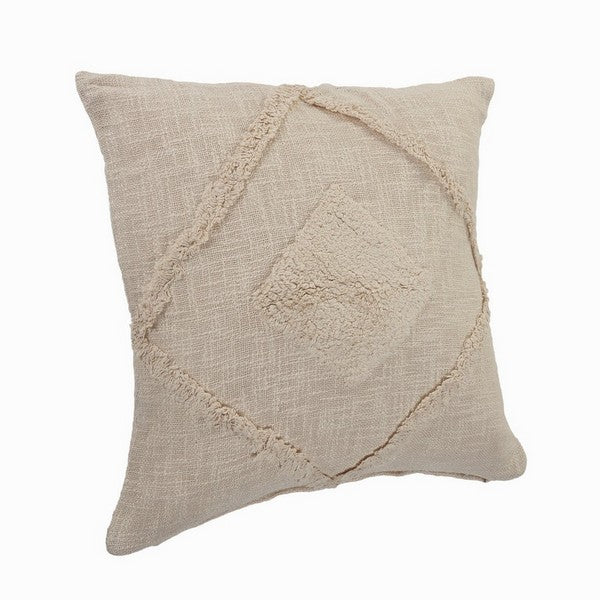 Beige Diamond Throw Pillow